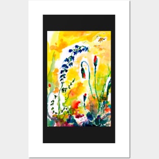 Red Poppy Buds in Wildflower Field Posters and Art
